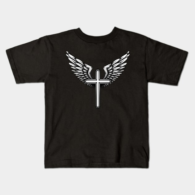 Cross With Wings Kids T-Shirt by Ven0mBlast